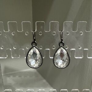 Clear Teardrop Crystal Drop Earrings - Unbranded